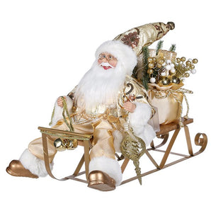 Santa on sleigh: 50cm | Gold