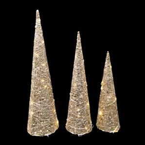 Cotton thread: Set of 3 | Champagne Cone Trees | Warm White