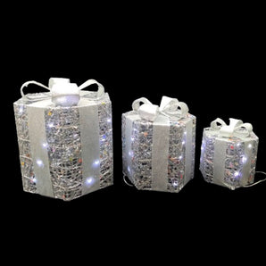 Cotton thread: Set of 3 | Silver Gift boxes | Pure White