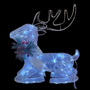 Wire frame: 30cm(H) | Silver Reindeer | Pure White