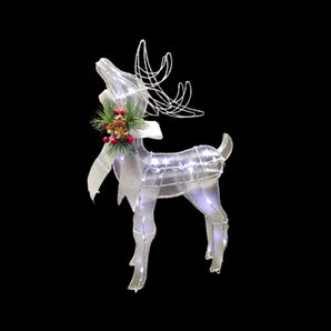 Wire frame: 52cm(H) | Silver Reindeer | Pure White