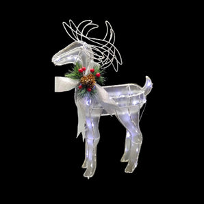 Wire frame: 46cm(H) | Silver Reindeer | Pure White