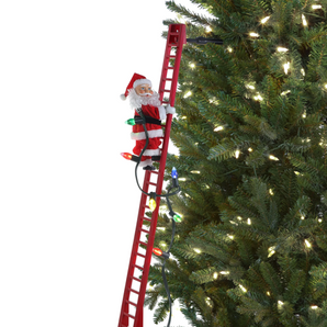 Santa on Ladder:  Climbing