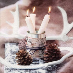 Napkins: Candles with pine cones