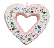Candy Land: 14cm(L) x 14cm(W) | Heart | Pink with White | Colourful sprinkles