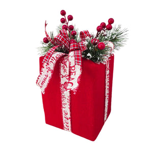 Gift Box: 28cm(H)x 15cm(W) | Red with Holly