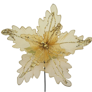 Poinsettia: 45cm | Gold with glitter edges