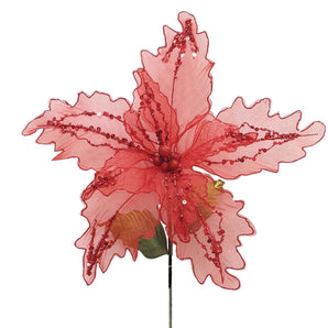 Poinsettia: 45cm | Glitter Red