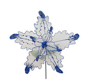 Poinsettia: 45cm | White Chiffon with Blue glitter Berries