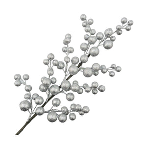 Pick: 70cm | Silver glitter berries
