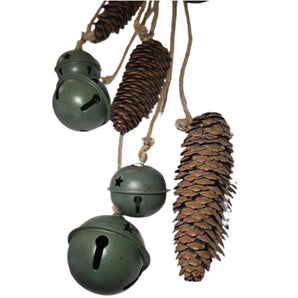 Hanging Bells & Pine cones string : 70cm ( L) | Green