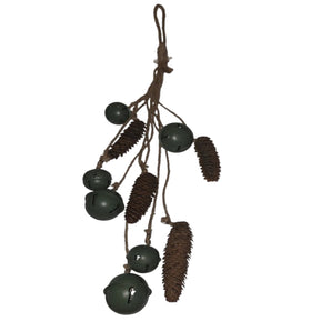 Hanging Bells & Pine cones string : 70cm ( L) | Green