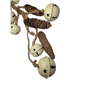 Hanging Bells & Pine cones string: 70cm(L) | White
