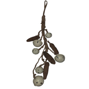 Hanging Bells & Pine cones string: 70cm(L) | White