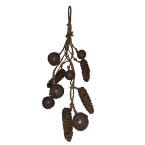 Hanging Bells & Pine cones string: 70cm (L) | Brown