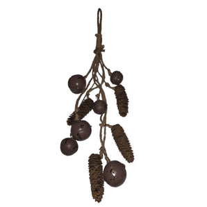 Hanging Bells & Pine cones string: 70cm (L) | Brown