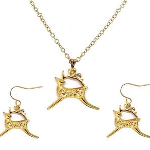 Jewellery: Necklace & Earring set | Gold Reindeers